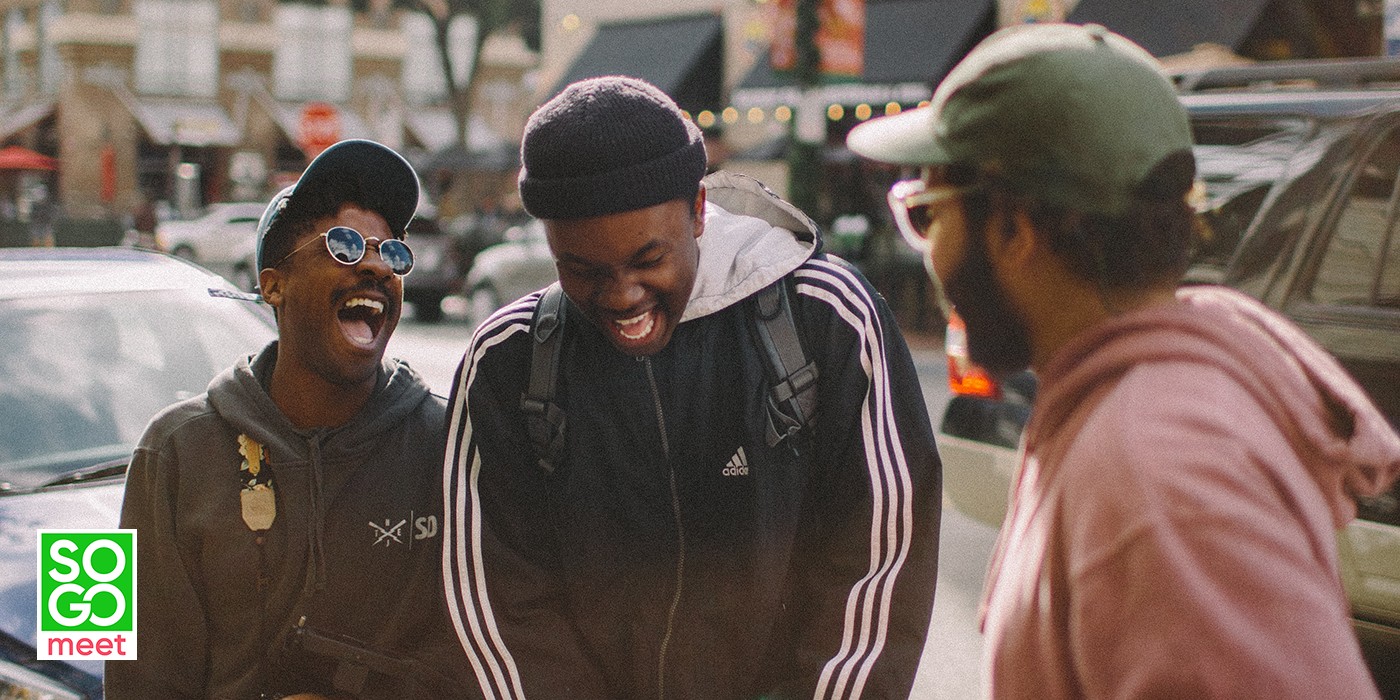 Men laughing together